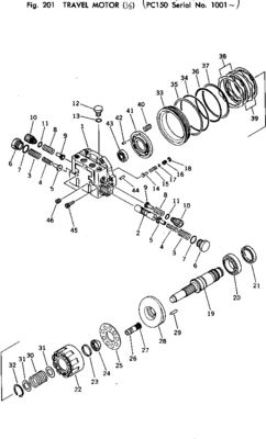 21K-60-00020 For Komatsu PC150-1 بیل مکانیکی مسافرتی مجمع نهایی درایو اصلی موتور مسافرتی آفترمارکت با کیفیت بالا